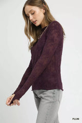 Umgee Lace Sheer Long Sleeve Top OutfitFlow
