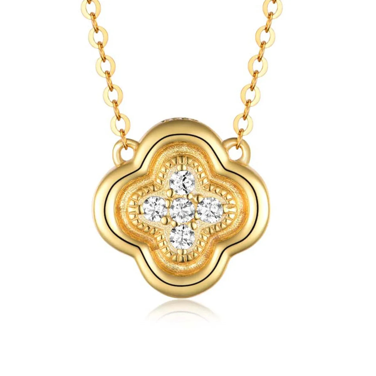 925 Sterling Silver Moissanite Leaf Clover Necklace OutfitFlow