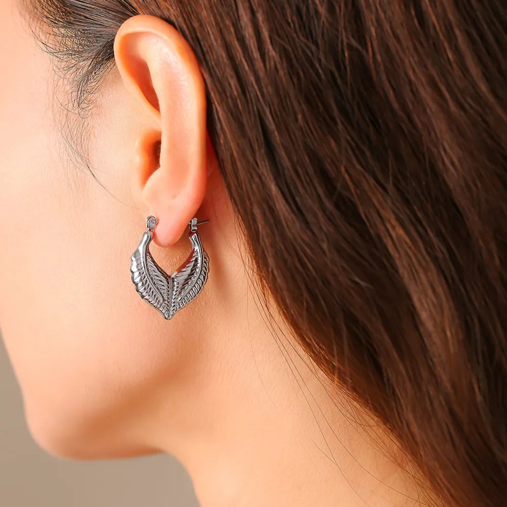 Titanium Steel Leaf Shape Earrings OutfitFlow