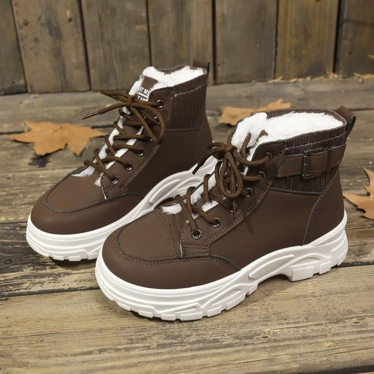 Plush Lining Lace Up Boots Trendsi