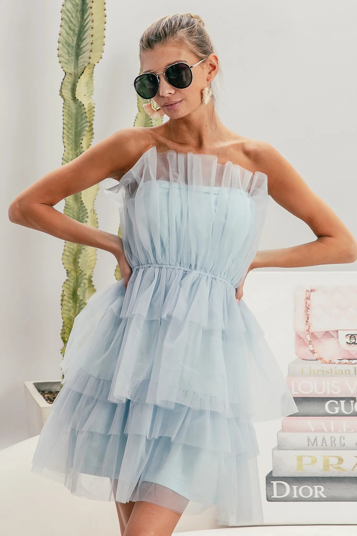 BiBi Sleeveless Layered Organza Dress OutfitFlow