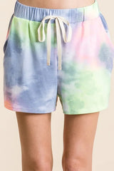 BiBi Tie Dye Casual Shorts with Twill Tape Drawstring OutfitFlow