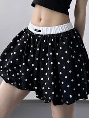 Polka Dot Bubble Shorts with Elastic Waistband OutfitFlow
