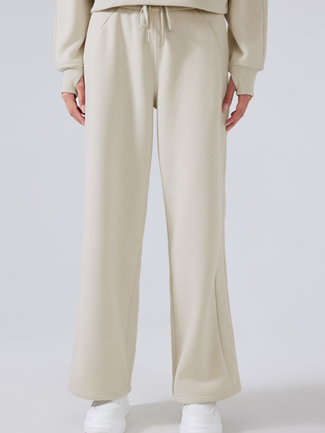 Millennia Drawstring Wide Leg Pants Beige OutfitFlow
