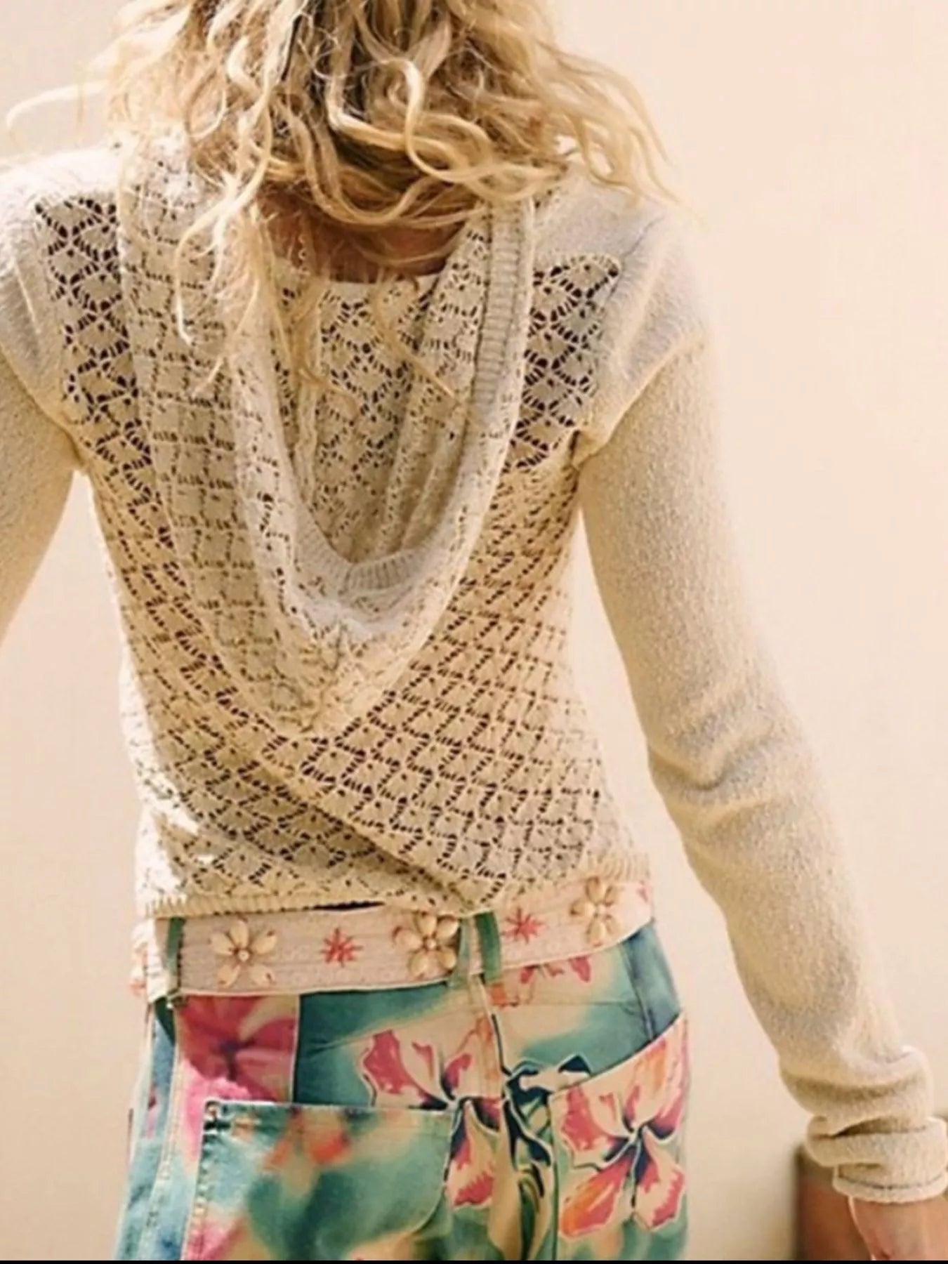Crochet Detail Hooded Knit Top OutfitFlow