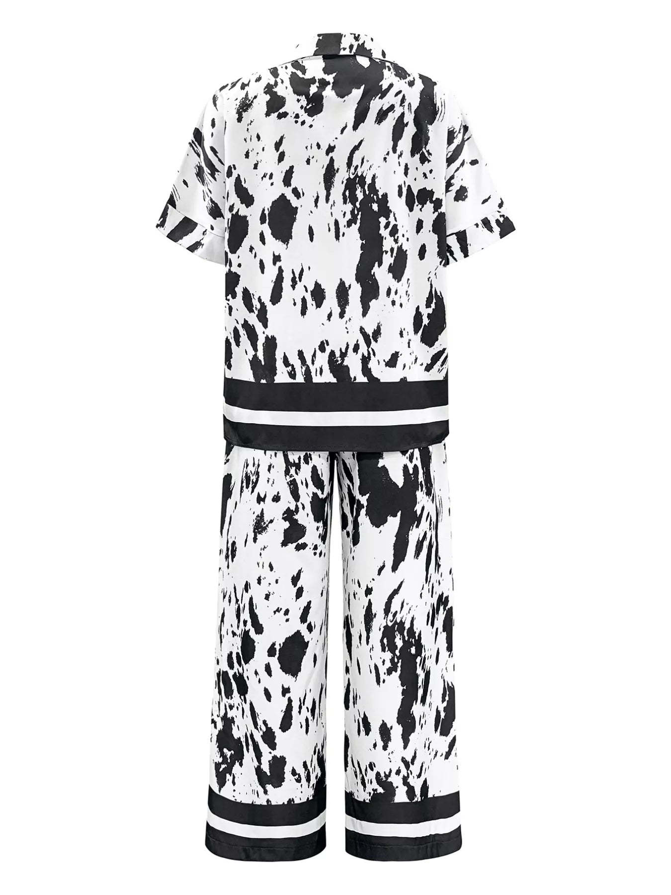 Printed Relaxed Fit Top and Wide Leg Pants Set OutfitFlow