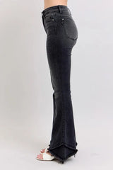 Judy Blue Full Size High Waist Flare W/ Mock Fray Tulip Hem Plus Size OutfitFlow