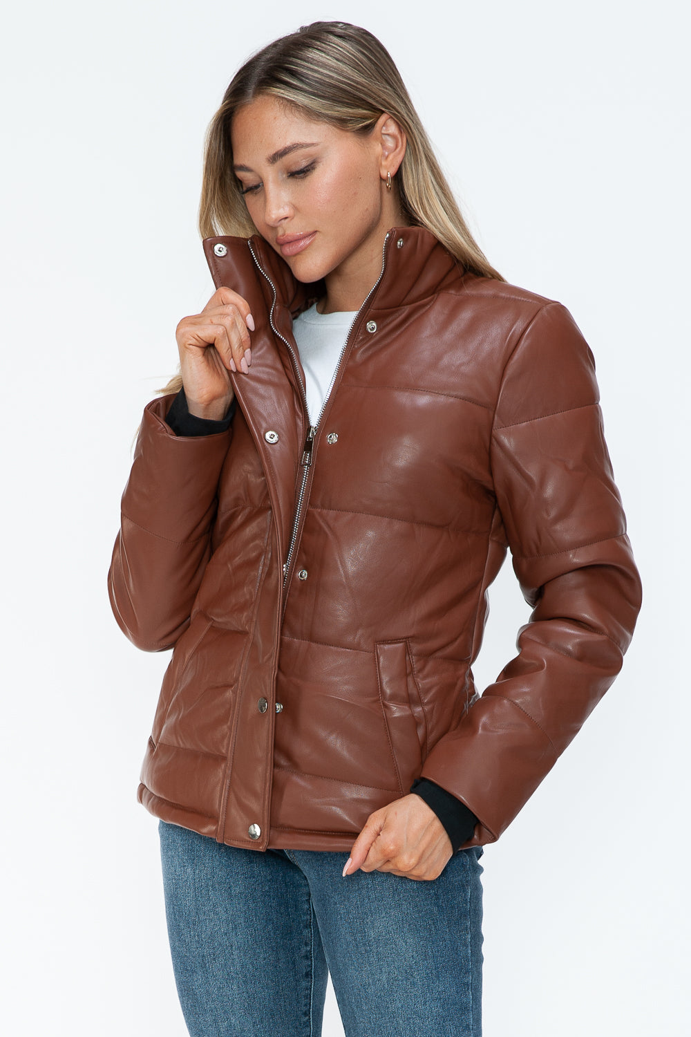 Outfit Flow - YMI Pocketed Zip Up Turtleneck Puffer Jacket