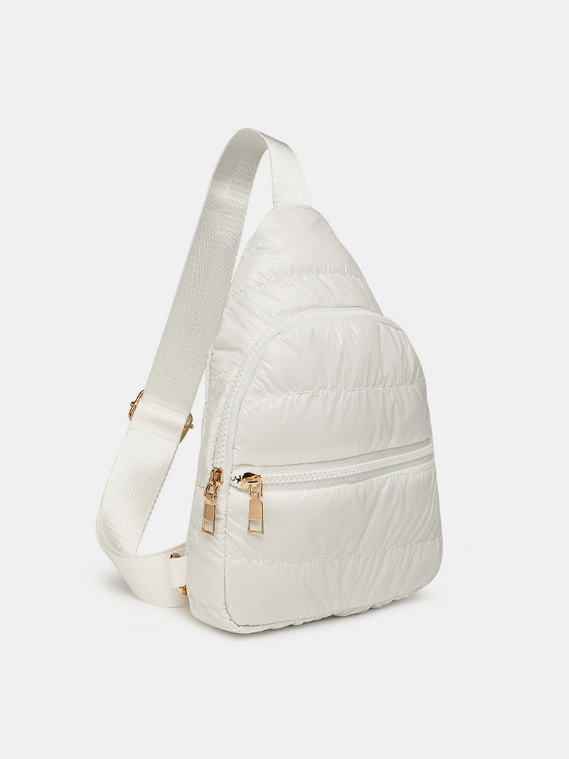 Outfit Flow - Quilted Adjustable Strap Puffy Sling Bag