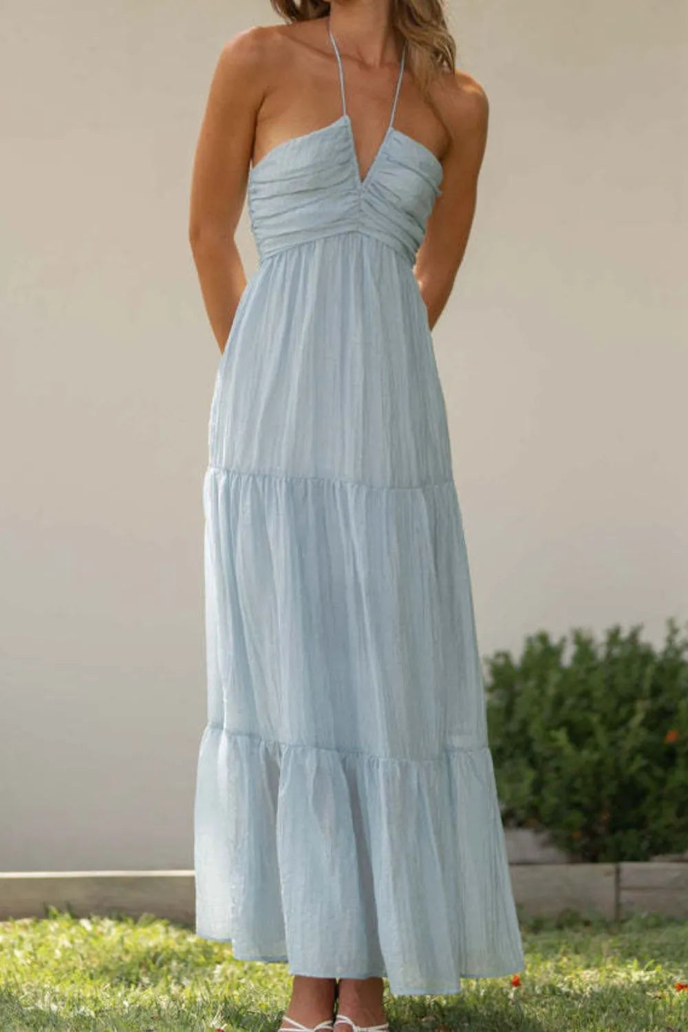 Tiered Halter Neck Cami Dress OutfitFlow