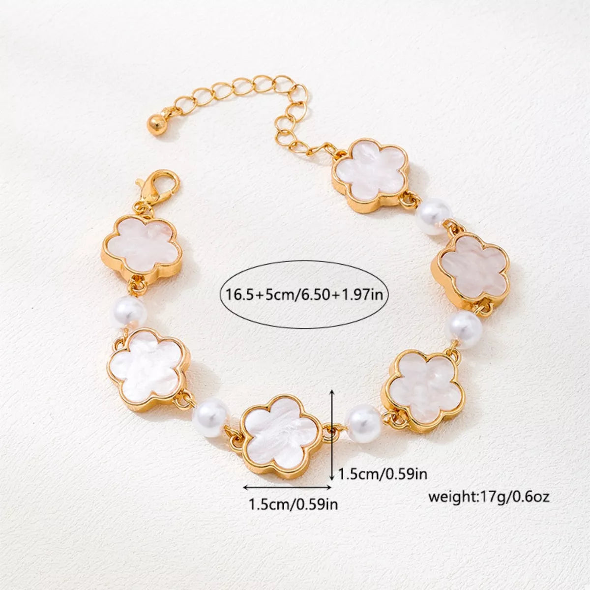 18k Gold-Plated Alloy Flower Bracelet OutfitFlow