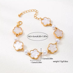18k Gold-Plated Alloy Flower Bracelet OutfitFlow