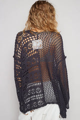 POL Open-Front Crochet Oversized Cardigan OutfitFlow
