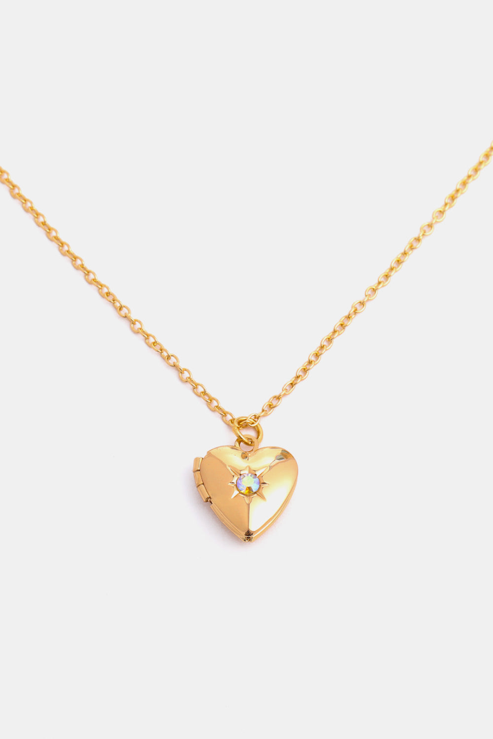 Zircon Heart Shape 14K Gold-Plated Pendant Necklace October One Size OutfitFlow