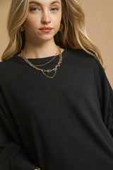 Umgee Brushed Fleeve Crewneck Top OutfitFlow