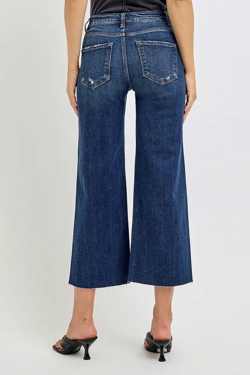 RISEN Full Size High Rise Crop Wide Button Up Jeans Plus Size OutfitFlow