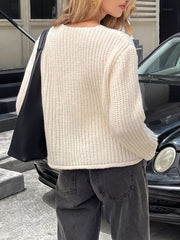 Chunky Knit Button-Down Cardigan Trendsi
