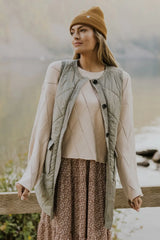 Button Up Pocketed Vest Coat Trendsi