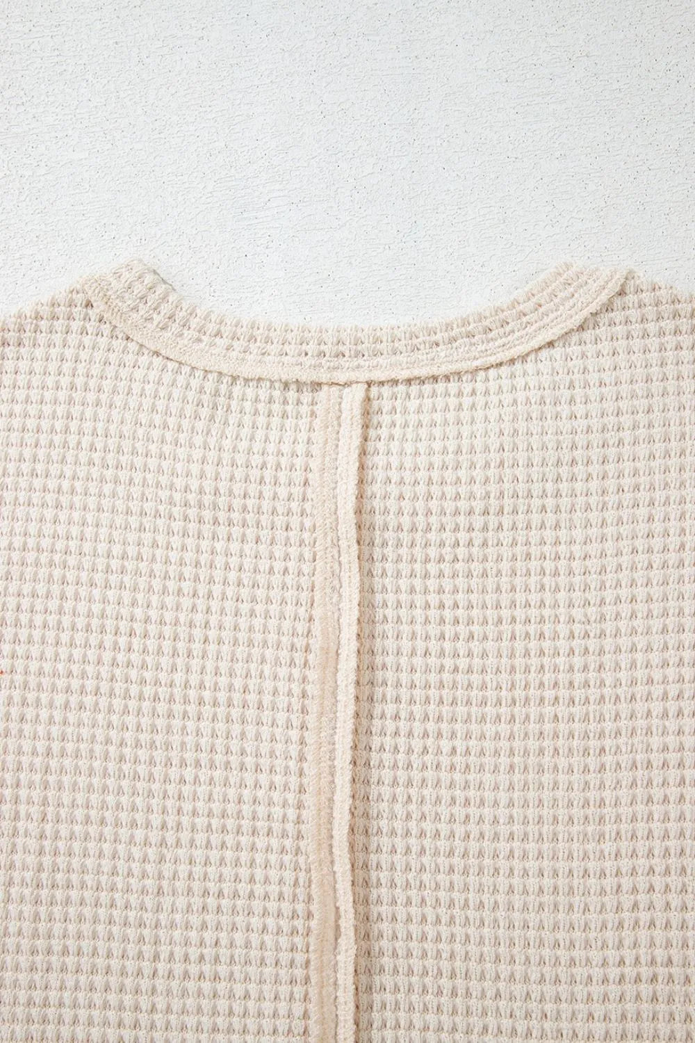 Solid Color Textured Seamed Short Sleeve Top OutfitFlow