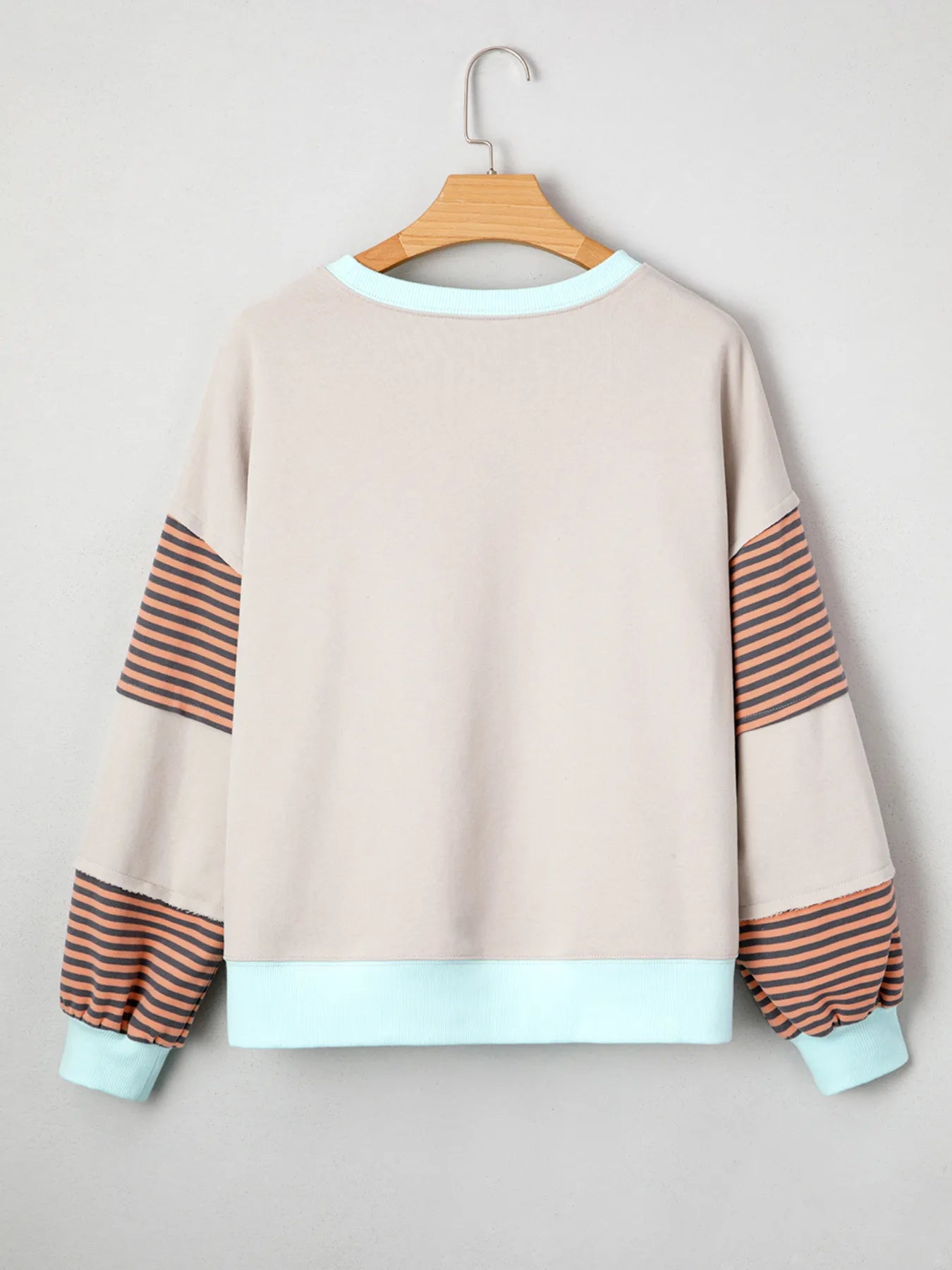 Striped Colorblock Patchwork Drop Shoulder Sweatshirt Trendsi