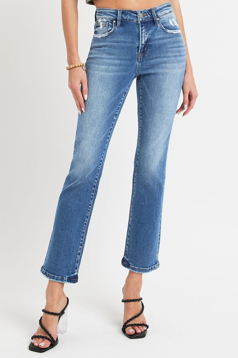 Outfit Flow - RISEN Full Size Mid Rise Ankle Straight Jeans with Pockets