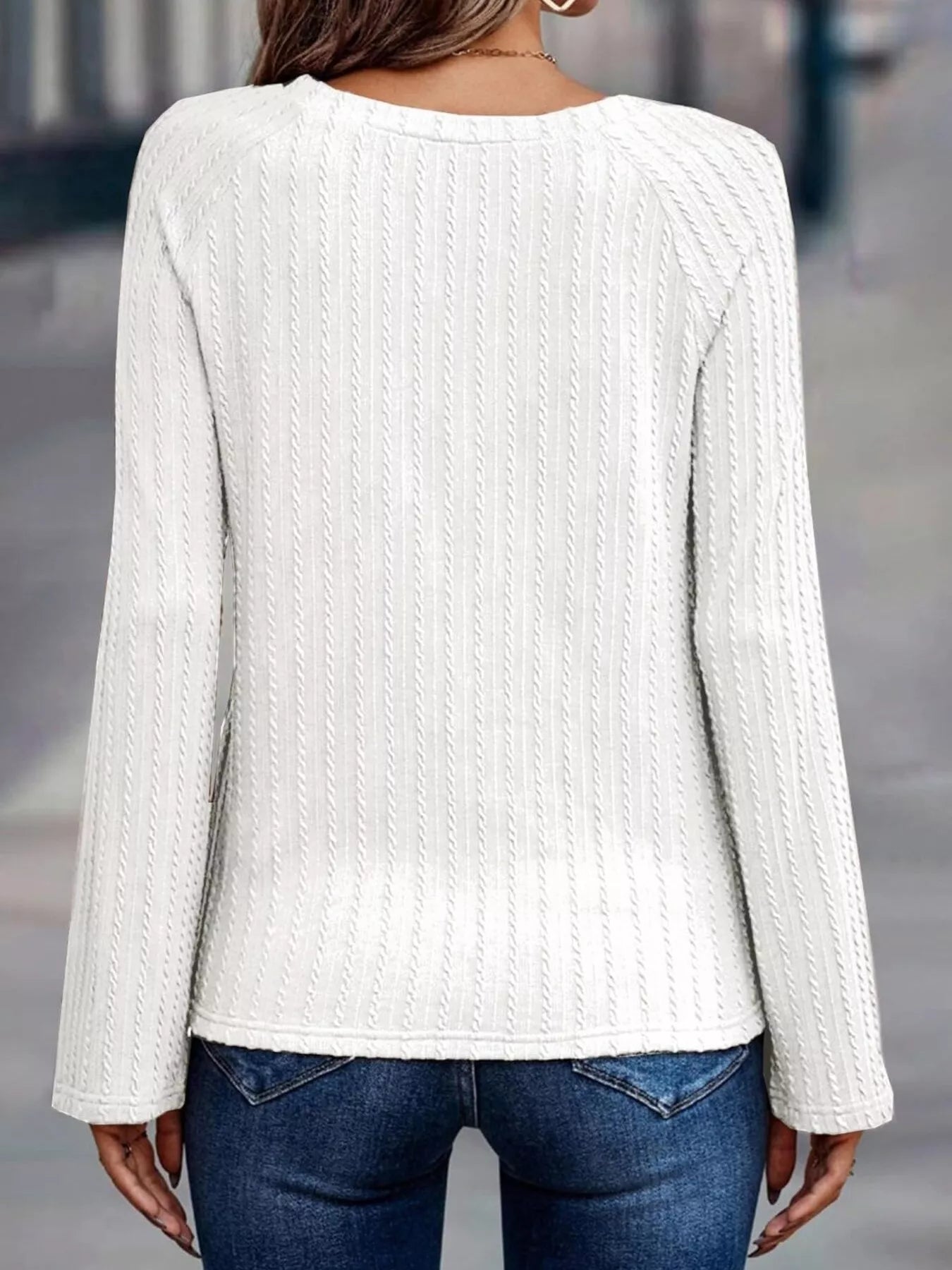 Textured Knit Long Sleeve T-Shirt OutfitFlow