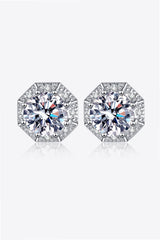 2 Carat Moissanite 925 Sterling Silver Stud Earrings Silver One Size OutfitFlow