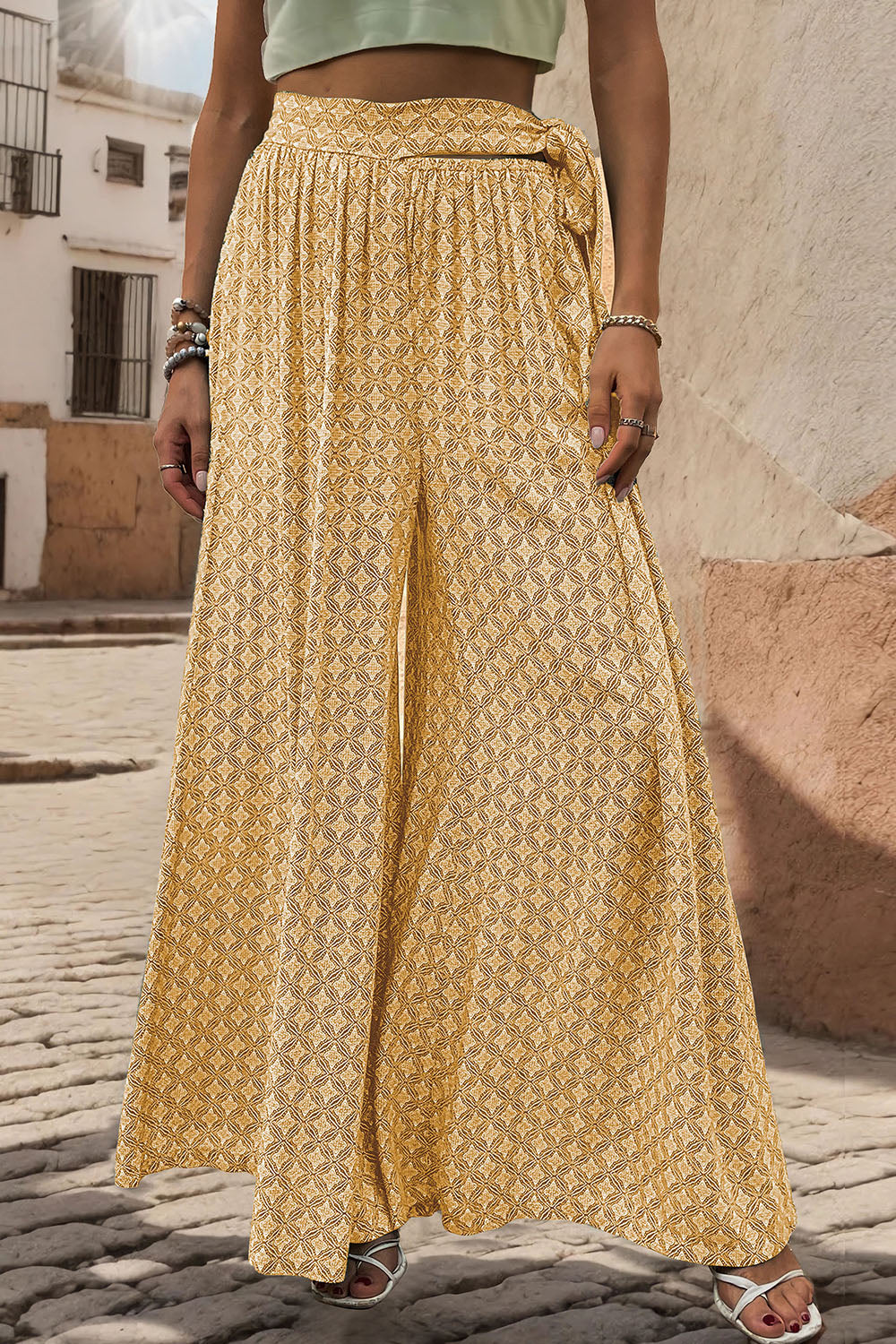 Outfit Flow - Perfee Printed Tied Wide Leg Pants