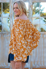 Hailey & Co Floral Off-Shoulder Balloon Sleeve Blouse