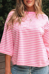 Striped Tie-Back Blouse with Cutout Detail OutfitFlow