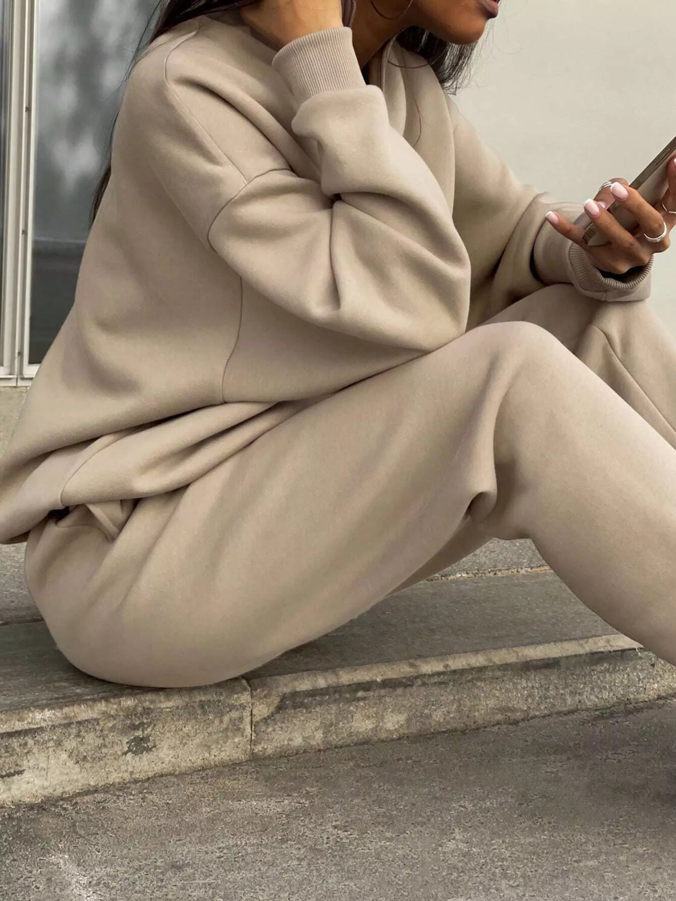 Half Zip Sweatshirt and Pants Set OutfitFlow