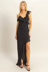 HYFVE Chiffon Ruffle Trim Midi Dress OutfitFlow