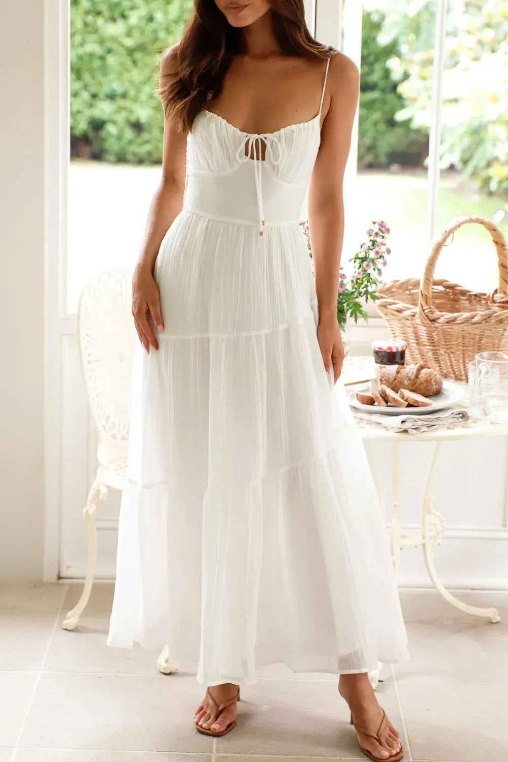 Ruched Smocked Back Cami Dress OutfitFlow