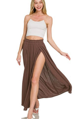 Zenana Woven Crinkle Gauze Long Skirts OutfitFlow