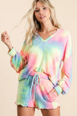 BiBi Tie Dye French Terry Top and Shorts Set OutfitFlow