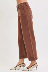 RISEN Full Size Tummy Control Mid Rise Ankle Barrel Baggy Plus Size OutfitFlow