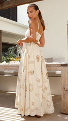 Printed Square Neck Maxi Cami Dress OutfitFlow