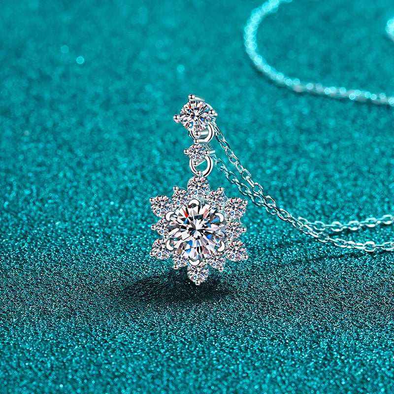 1 Carat Moissanite Zircon 925 Sterling Silver Necklace OutfitFlow