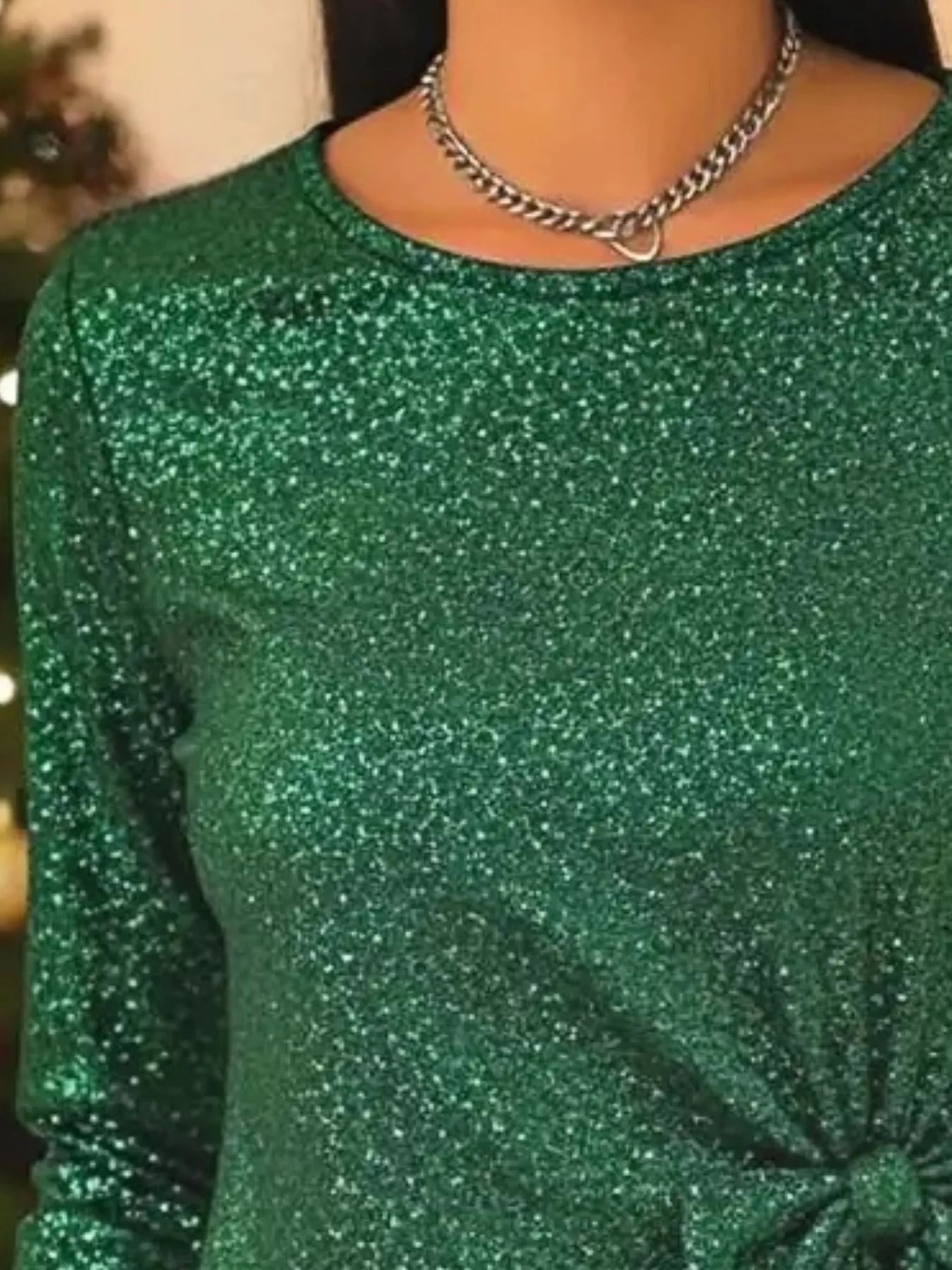 Full Size Sequin Bow-Knot Long Sleeve Top Plus Size OutfitFlow