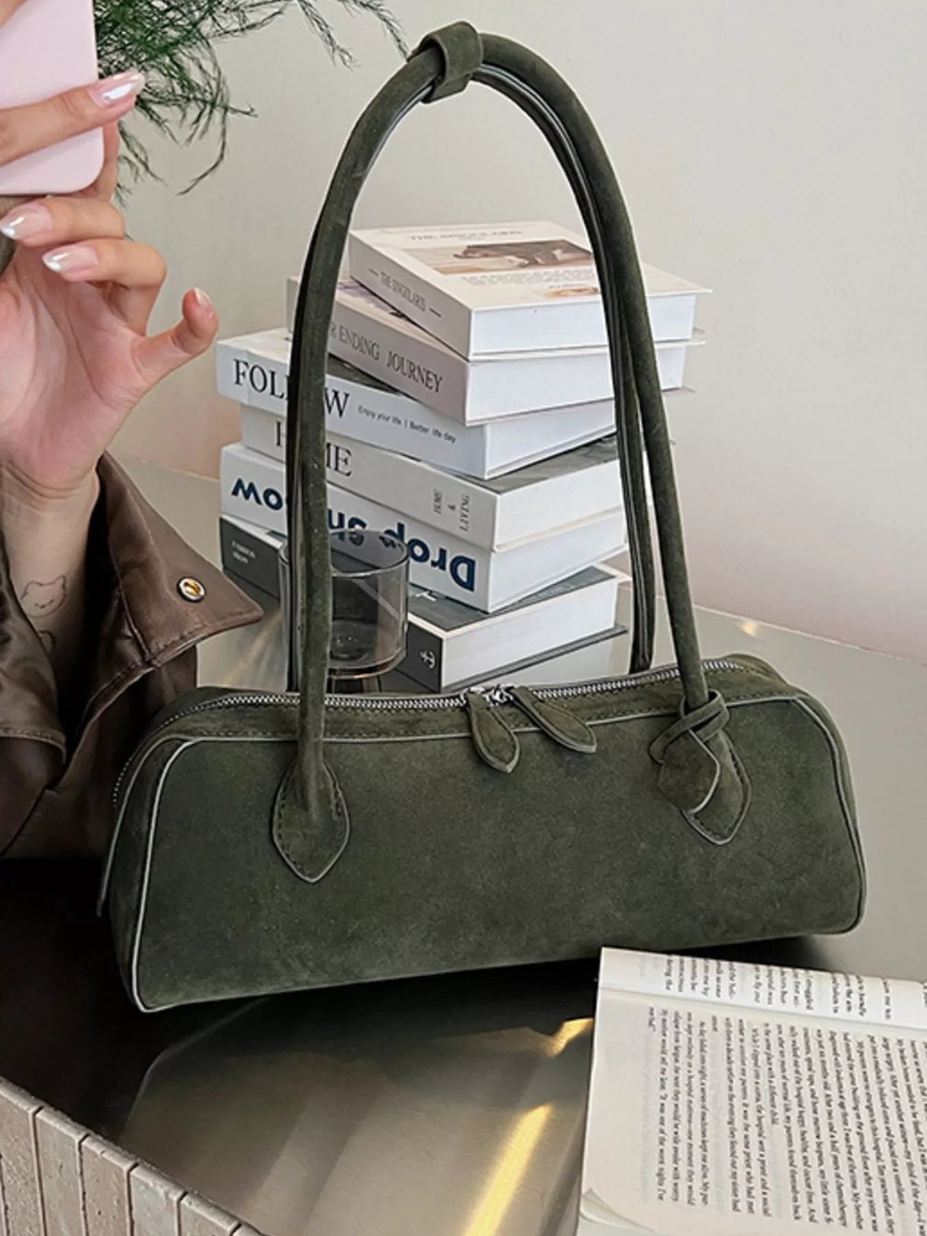 Solid Color Shoulder Bag Trendsi