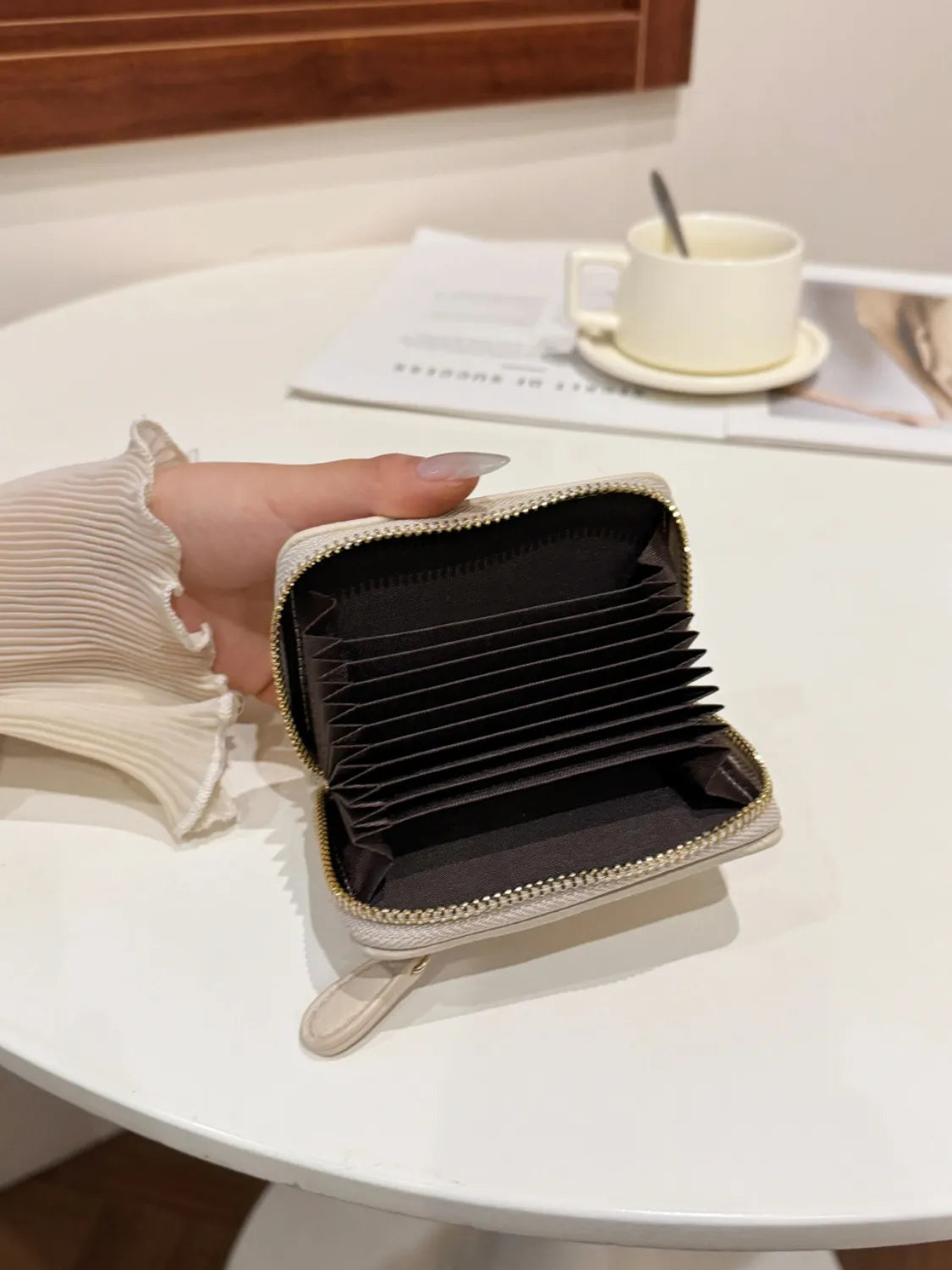 PU Leather Solid Color Card Case OutfitFlow