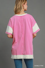 Umgee Mineral Wash ColorBlock Tunic Dress Trendsi