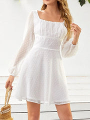 Swiss Dot Long Sleeve Mini Dress OutfitFlow