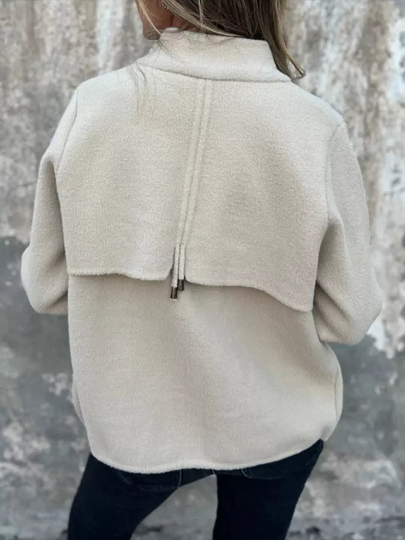 Full Size Textured Knit Zip Up Outerwear Plus Size Trendsi