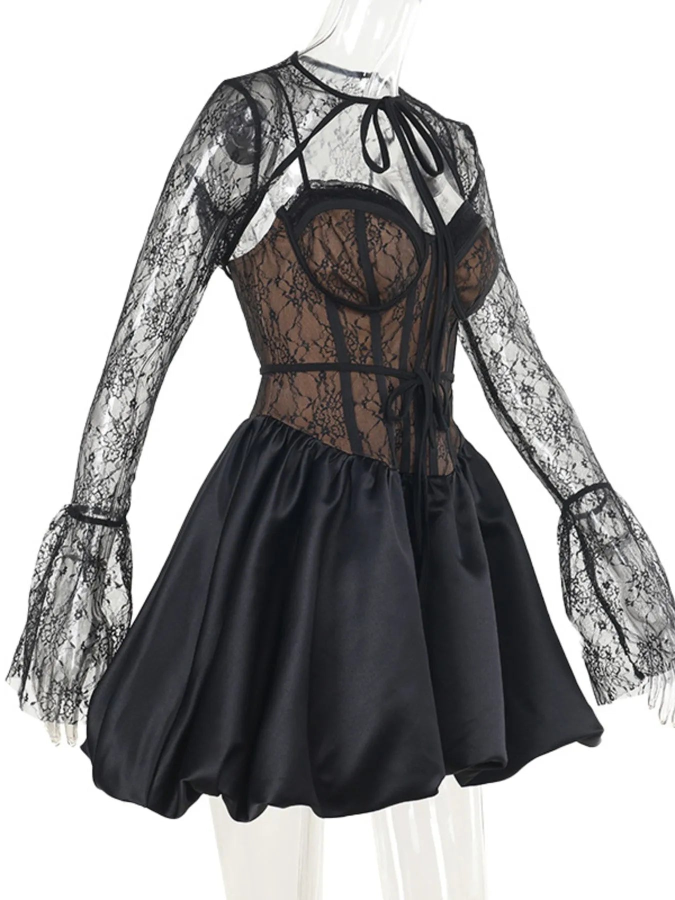 Sweetheart Neck Lace Dress and Cover Up Set OutfitFlow