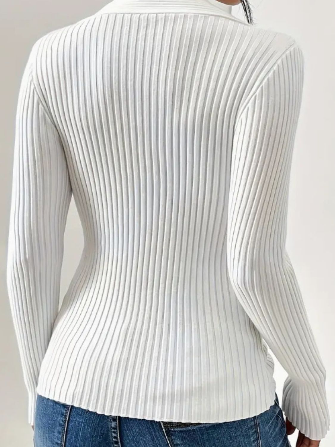 Outfit Flow - Twist Front Ribbed Long Sleeve Sweater