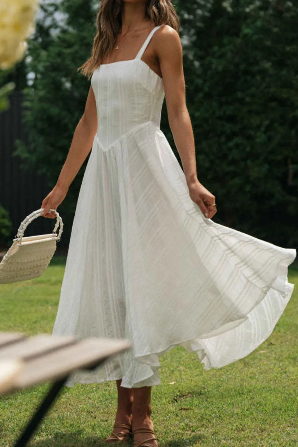 Square Neck Midi Cami Dress OutfitFlow