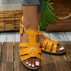 Open Toe Flats Sandals Tangerine OutfitFlow