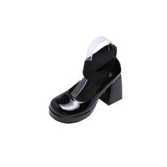 Square Toe Block Heels Pumps Black OutfitFlow