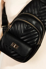 Fame Faux Leather Cushioned Sling Bag OutfitFlow